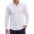 thumbnail image 1 of INSPIRE CHIC Men's Dress Shirt Two-Tone Collar Long Sleeve Button Down Shirt Top S White, 1 of 5