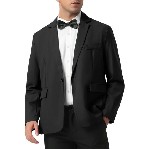 INSPIRE CHIC Men's Business Regular Fit Notch Lapel Single Formal Breasted Blazer 2XL Black