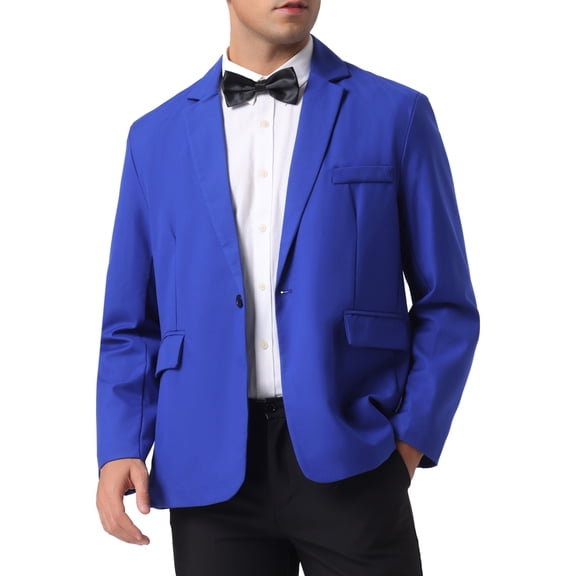 INSPIRE CHIC Men's Business Regular Fit Notch Lapel Single Formal Breasted Blazer L Blue