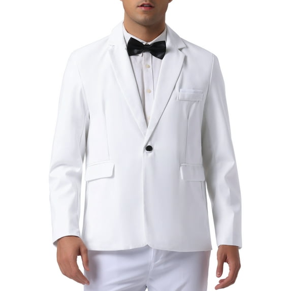 INSPIRE CHIC Men's Business Regular Fit Notch Lapel Single Formal Breasted Blazer S White