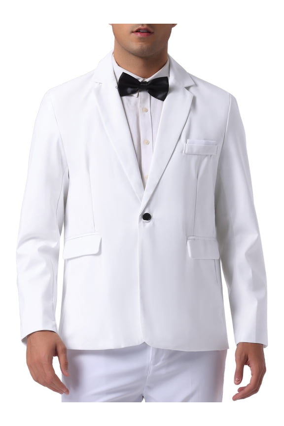 Men's Business Regular Fit Notch Lapel Single Formal Breasted Blazer XL White