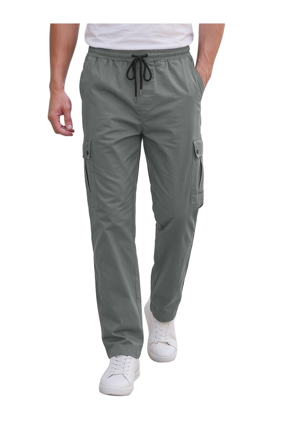 Men's Cargo Pants with Drawstring Elastic Waist Athletic Sweatpants 28 Gray