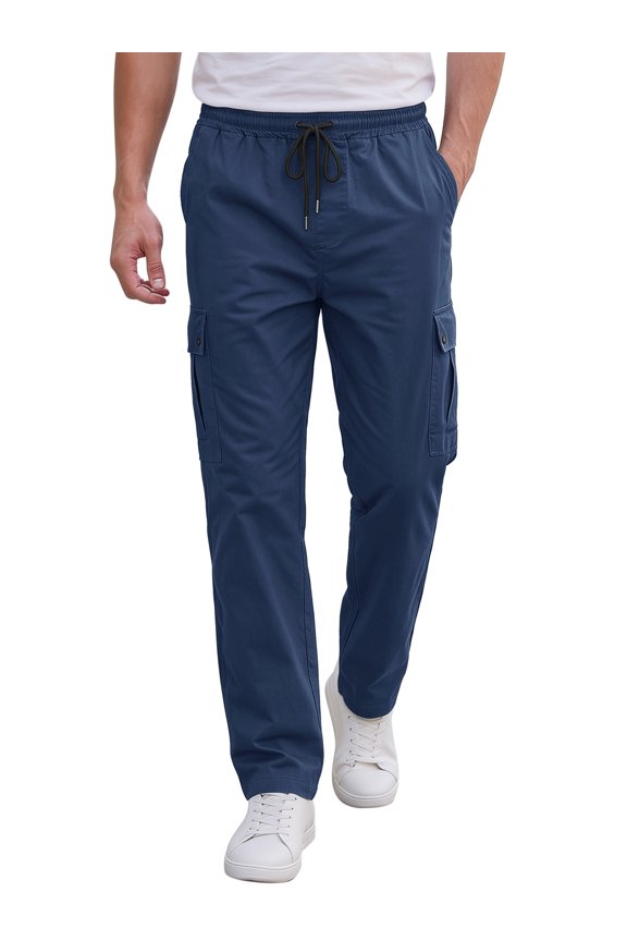 Men's Cargo Pants with Drawstring Elastic Waist Athletic Sweatpants 28 Navy Blue