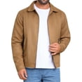 thumbnail image 1 of INSPIRE CHIC Men's Casual Coat Collared Zipper Outdoor Wear Vintage Suede Jacket S Khaki, 1 of 6