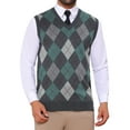 thumbnail image 1 of INSPIRE CHIC Men's Casual Knit Sleeveless V-Neck Plaid Argyle Sweater Vest XL Dark Gray, 1 of 5
