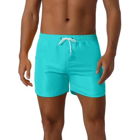 INSPIRE CHIC Men's Casual Lightweight Solid Color Elastic Waist Drawstring Summer Beach Board Shorts 32 Light Blue