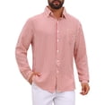 thumbnail image 1 of INSPIRE CHIC Men's Striped Shirt Seersucker Button Down Long Sleeve Shirt Top S Red, 1 of 5