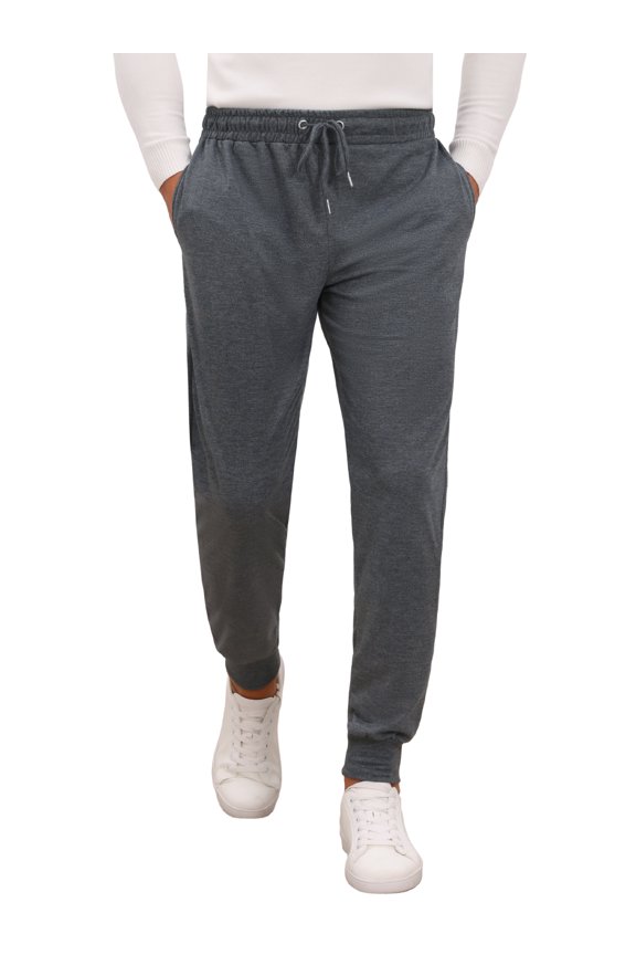 Men's Casual Solid Color Drawstring Waist Workout Joggers Sweatpants 34 Dark Gray