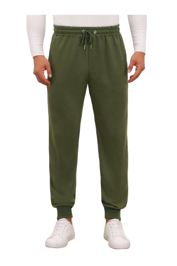 Men's Casual Solid Color Drawstring Waist Workout Joggers Sweatpants 36 Green