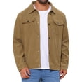 thumbnail image 1 of INSPIRE CHIC Men's Casual Solid Color Long Sleeve Button Pockets Corduroy Trucker Jacket S Brown, 1 of 5