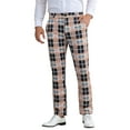 thumbnail image 1 of INSPIRE CHIC Men's Pants Plaid Elastic Waist Stretch Flat Front Dress Pants 30 Black Orange, 1 of 5