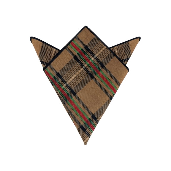 INSPIRE CHIC Men's Checkered Pocket Squares Cotton Traditional Handkerchiefs Solid Plaid for Business Formal Meeting Brown One Size