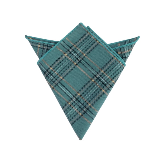 INSPIRE CHIC Men's Checkered Pocket Squares Cotton Traditional Handkerchiefs Solid Plaid for Business Formal Meeting Glaucous One Size