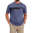thumbnail image 1 of INSPIRE CHIC Men's Chest Pocket Striped Print Crew Neck Short Sleeve T-Shirt L Dark Blue, 1 of 5