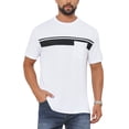 thumbnail image 1 of INSPIRE CHIC Men's Chest Pocket Striped Print Crew Neck Short Sleeve T-Shirt M White, 1 of 5