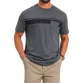 thumbnail image 1 of INSPIRE CHIC Men's Chest Pocket Striped Print Crew Neck Short Sleeve T-Shirt S Dark Gray, 1 of 5