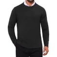 thumbnail image 1 of INSPIRE CHIC Men's Classic Solid Color Crew Neck Long Sleeve Soft Knit Pullover Sweater M Black, 1 of 6