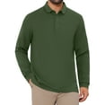 thumbnail image 1 of INSPIRE CHIC Men's Classic Solid Color Long Sleeves Basic Golf Polo T-Shirts S Green, 1 of 6