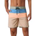thumbnail image 1 of INSPIRE CHIC Men's Color Block Drawstring Waist Pool Beach Striped Swimming Shorts 34 Orange, 1 of 6