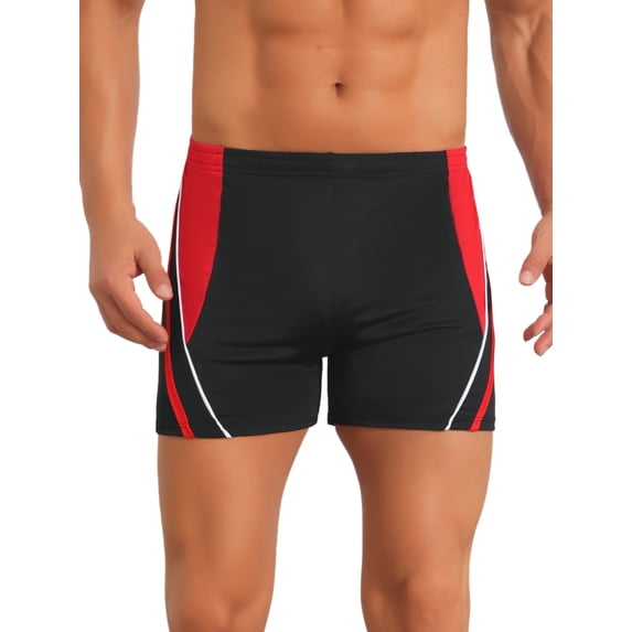 INSPIRE CHIC Men's Color Block Swimwear Adjustable Drawstring Pool Swimming Shorts 28 Red