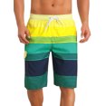 thumbnail image 1 of INSPIRE CHIC Men's Colorblock Striped Adjustable Drawstring Vacation Surfing Board Shorts 38 Green, 1 of 4