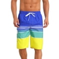 thumbnail image 1 of INSPIRE CHIC Men's Colorblock Striped Adjustable Drawstring Vacation Surfing Board Shorts 38 Yellow, 1 of 4