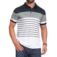 thumbnail image 1 of INSPIRE CHIC Men's Colorblock Striped Short Sleeve Three Button Work Polo Shirts S Black White, 1 of 5