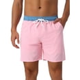 thumbnail image 1 of INSPIRE CHIC Men's Contrast Color Elastic Waist Lining Surfing Drawstring Swimming Shorts 32 Pink, 1 of 6