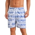 thumbnail image 1 of INSPIRE CHIC Men's Contrast Pattern Drawstring Bathing Summer Beach Shorts 28 Blue, 1 of 4