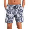 thumbnail image 1 of INSPIRE CHIC Men's Contrast Pattern Drawstring Bathing Summer Beach Shorts 30 Dark Blue, 1 of 4