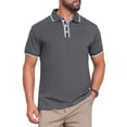 thumbnail image 1 of INSPIRE CHIC Men's Contrast Trim Short Sleeve Three-Button Closure Knitted Polo Shirts S Dark Gray, 1 of 5