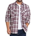 thumbnail image 1 of INSPIRE CHIC Men's Contrasting Colors Checked Slim Fit Long Sleeved Button Down Shirts with Pocket L Burgundy, 1 of 7