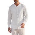 thumbnail image 1 of INSPIRE CHIC Men's Cotton Linen Shirt Long Sleeve Button Down Casual Shirts L White, 1 of 6
