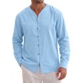 thumbnail image 1 of INSPIRE CHIC Men's Cotton Linen Shirt Long Sleeve Button Down Casual Shirts M Blue, 1 of 6