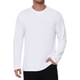 thumbnail image 1 of INSPIRE CHIC Men's Long Sleeve T-Shirt Crew Neck Solid Color Relaxed Fit Casual Tee L White, 1 of 6