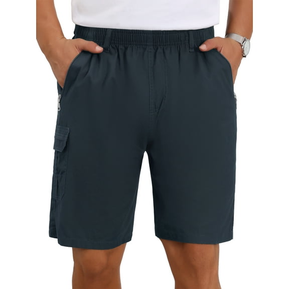 INSPIRE CHIC Men's Cotton Zipper Pockets Hiking Camping Cargo Shorts 28 Dark Blue
