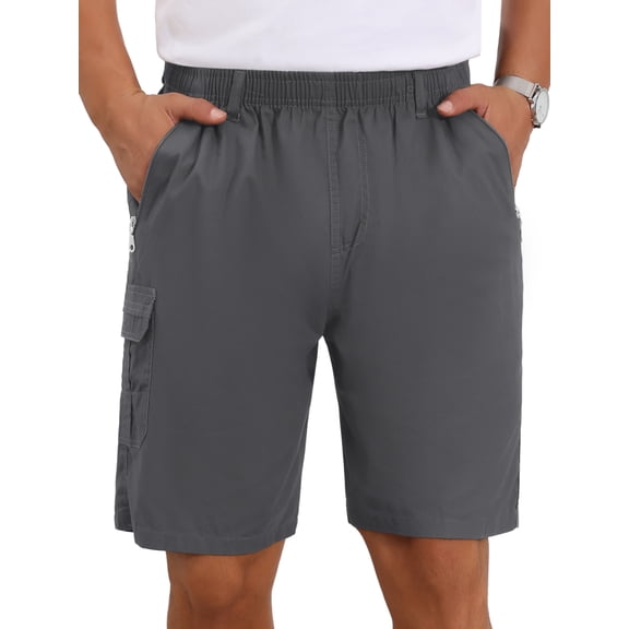 INSPIRE CHIC Men's Cotton Zipper Pockets Hiking Camping Cargo Shorts 28 Dark Gray