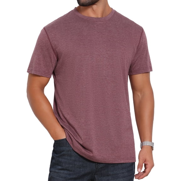 INSPIRE CHIC Men's Crew Neck Short Sleeve Solid Color Retro Style Casual T-Shirts 2XL Burgundy