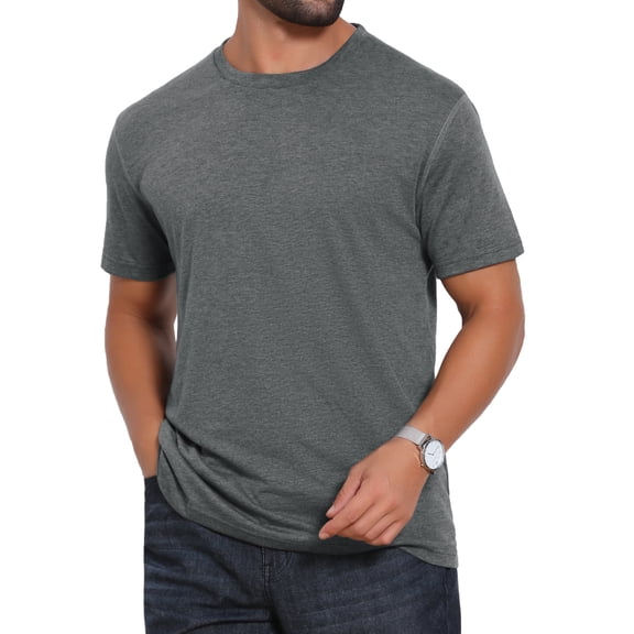 INSPIRE CHIC Men's Crew Neck Short Sleeve Solid Color Retro Style Casual T-Shirts M Dark Gray