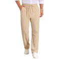 thumbnail image 1 of INSPIRE CHIC Men's Drawstring Waist Breathable Summer Linen Beach Pants 28 Khaki, 1 of 5