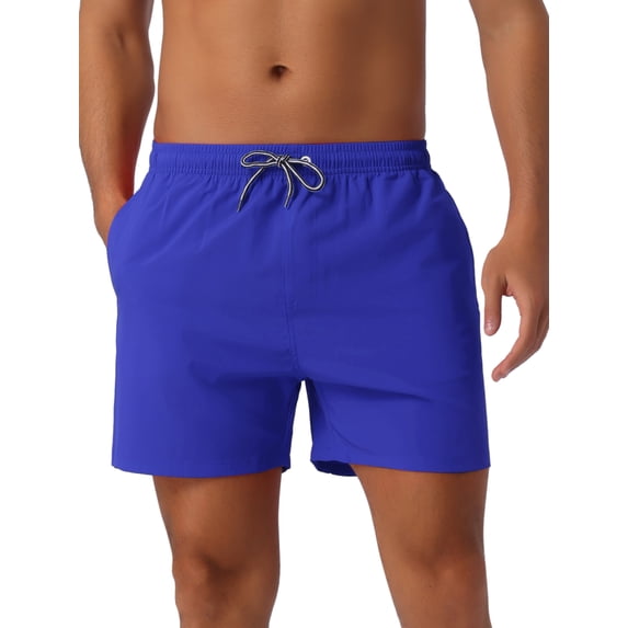 INSPIRE CHIC Men's Drawstring Waist Side Pockets Mesh Lining Beach Swim Trunks 36 Blue