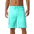 thumbnail image 1 of INSPIRE CHIC Men's Drawstring Waist Solid Color Side Pockets Lining Summer Board Shorts 28 Light Green, 1 of 6