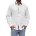 thumbnail image 1 of INSPIRE CHIC  Men's Dress Shirt Contrast Collar Long Sleeve Button Down Shirt  L White, 1 of 6