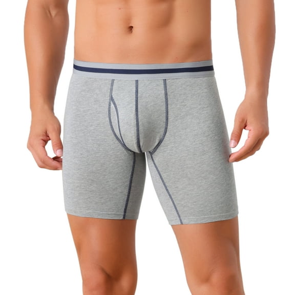 INSPIRE CHIC Men's Elastic Waistband Open Pouch Long Leg Boxer Briefs 34 Gray