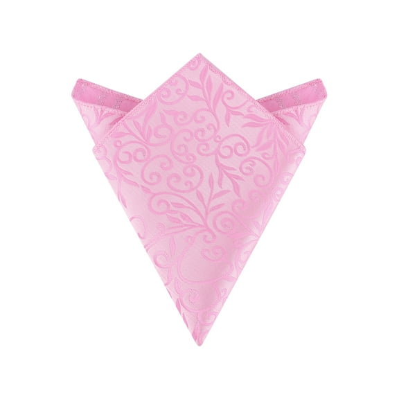 INSPIRE CHIC Men's Floral Pocket Square Leaf Twist Pattern Handkerchiefs with Trim for Wedding Party Pink One Size