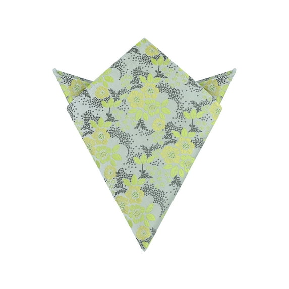 INSPIRE CHIC Men's Floral Pocket Squares Spring Colorful Flower Pattern Handkerchief for Men Light Yellow Green One Size