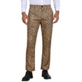 thumbnail image 1 of INSPIRE CHIC Men's Formal Night Out Animal Print Leopard Dress Pants 30 Brown, 1 of 6