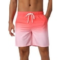 thumbnail image 1 of INSPIRE CHIC Men's Gradient Color Drawstring Elastic Waist Lining Summer Swimming Trunks 28 Pink, 1 of 6