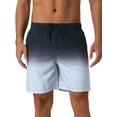 thumbnail image 1 of INSPIRE CHIC Men's Gradient Color Drawstring Elastic Waist Lining Summer Swimming Trunks 32 Gray, 1 of 6