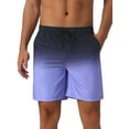 thumbnail image 1 of INSPIRE CHIC Men's Gradient Color Drawstring Elastic Waist Lining Summer Swimming Trunks 38 Purple, 1 of 6